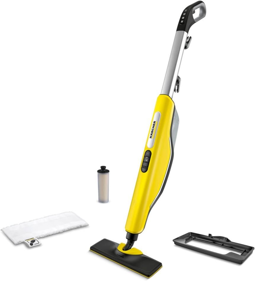 Krcher Dampfreiniger SC 3 Upright EasyFix, Aufheizzeit: 0,5 min., Flchenleistung: ca. 60 m, Tank: 0,5 l, Heizleistung: 1.600 W, mit Bodendüse, Bodentuch, Teppichgleiter, Entkalkungskartusche 1