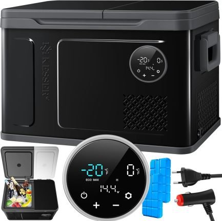 KESSER Kompressor Kühlbox 2in1 Doppelzone Kühl & Gefrierfach elektrische Gefrierbox mit 2x Kühlakkus & LED-Touch-Bedienung | Kühlschrank Kühlung bis -20 °C für Camping, Auto, Lkw 12/24V 230V 1