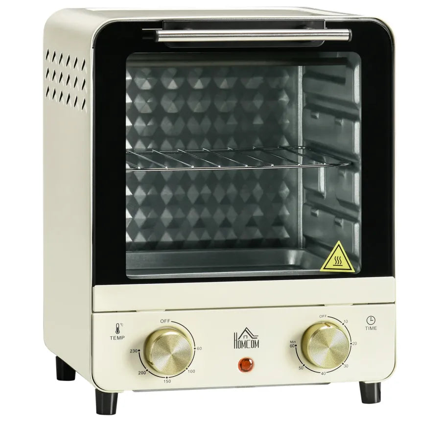 HOMCOM Minibackofen einstellbare Temperatur Timer Sichtfenster Cremeweiß 1