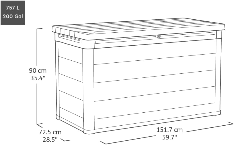 Keter Signature XXL Gartenbox 757L - Wetterbeständige Aufbewahrungsbox mit Gasdruckfedern - Kunststoff in Walnuss-Optik - 151x72x90 cm