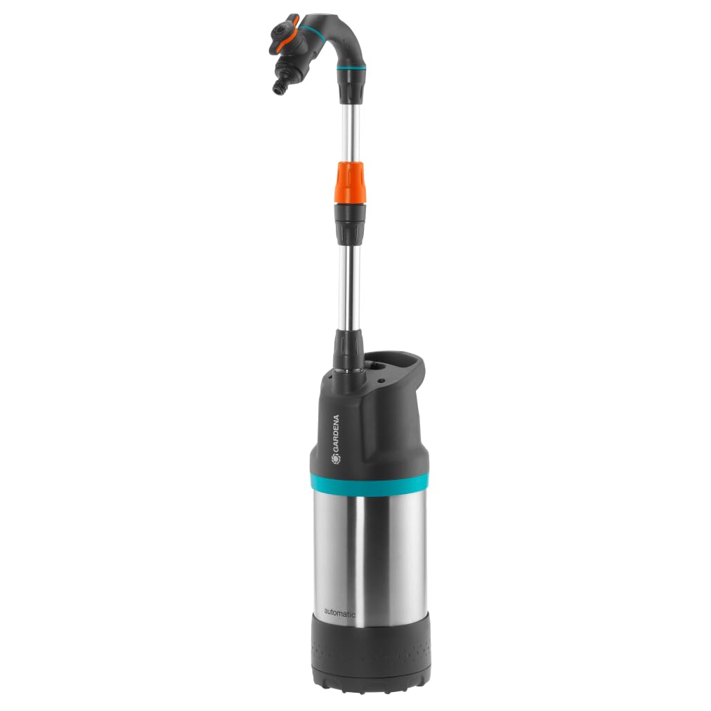 Gardena Regenfasspumpe 4700/2 inox mit Kabel: Tauchdruckpumpe mit integriertem Filter, Fördermenge 4700 l/h, rostfreies Gehäuse, Regulierventil zur Einstellung der Wassermenge (1764-20)