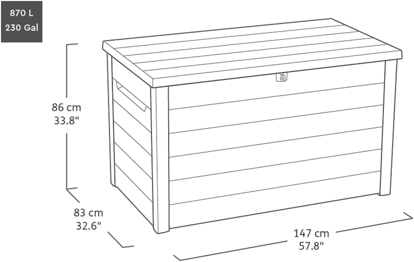 Keter Signature Aufbewahrungsbox 870L Walnuss - Gartenbox mit Holzoptik & Sitzfunktion - Wetterfeste Kissenbox mit Gasdruckfedern