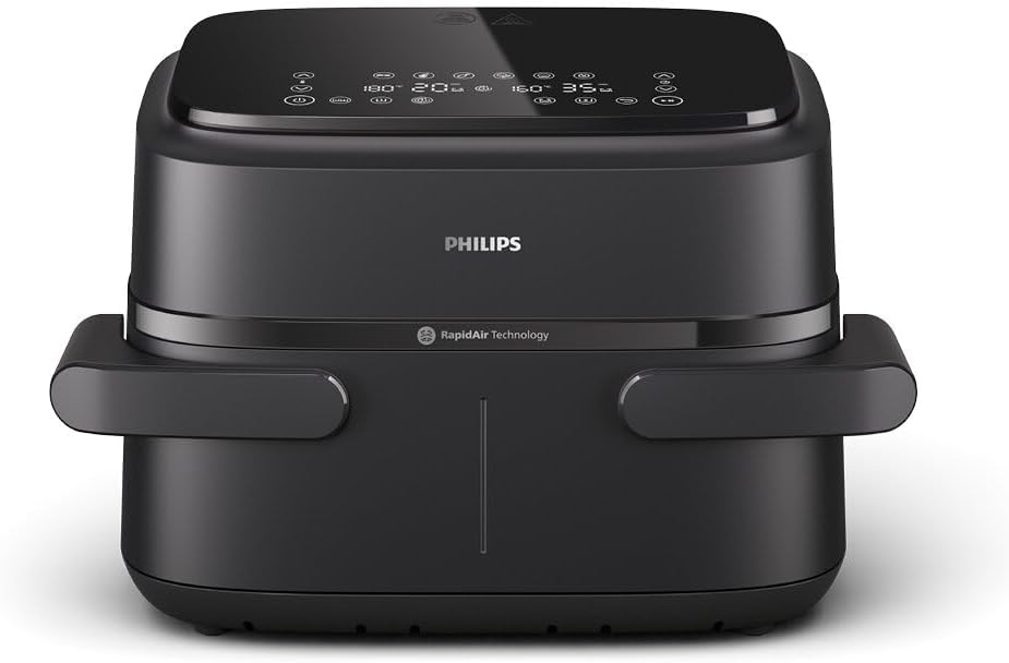 Philips Airfryer 1000 Series Hot Air Fryer, Black, 7.1 L | Flexible basket, RapidAir technology, touch screen, 10 cooking functions, HomeID app (NA154/00)