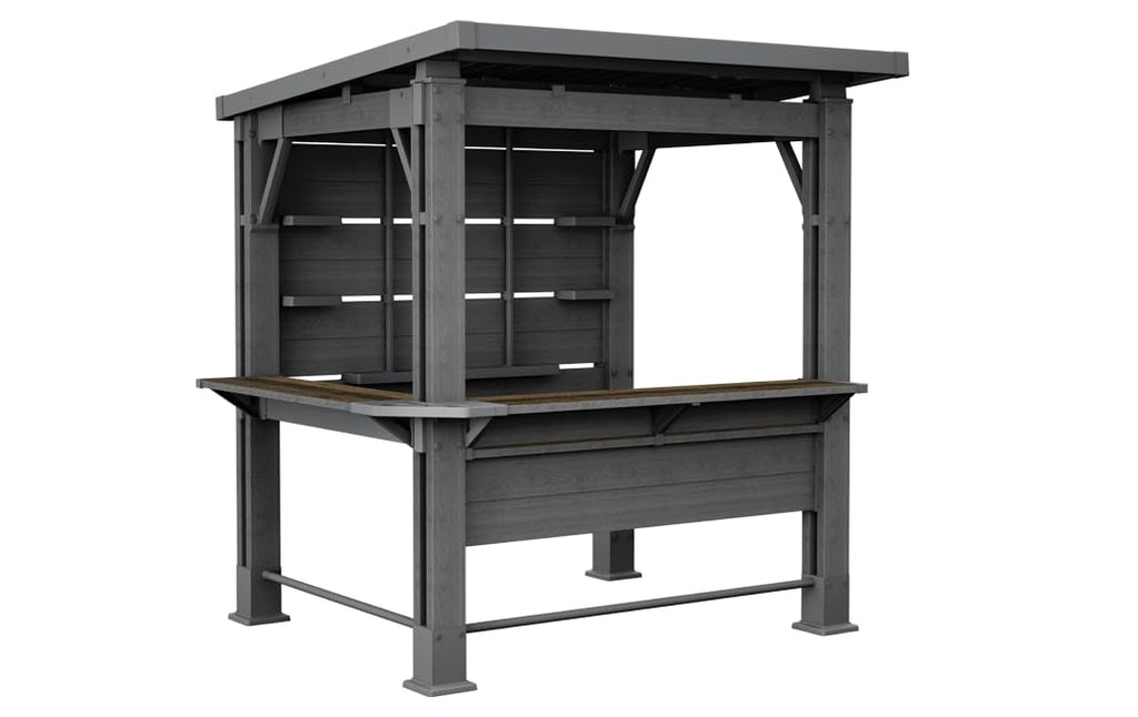Keter Signature Grill-Pavillon – wetterfest, Holzoptik, Metallverstärkung, integrierte Haken und Ablageflächen, Dunkelgrau mit Walnuss, Gazebo