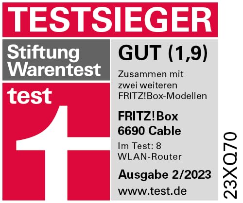 FRITZ!Box 6690 Cable – Wi-Fi 6 Kabelrouter mit DOCSIS 3.1, DECT & USB 3.0o
