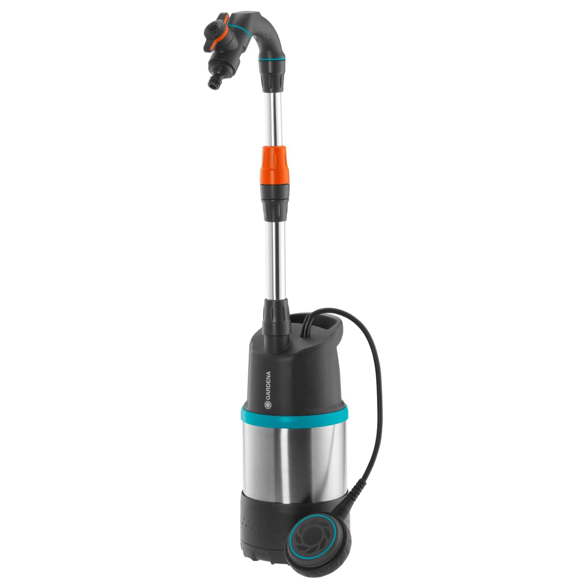 Gardena Regenfasspumpe 4700/2 inox mit Kabel: Tauchdruckpumpe mit integriertem Filter, Fördermenge 4700 l/h, rostfreies Gehäuse, Regulierventil zur Einstellung der Wassermenge (1764-20)