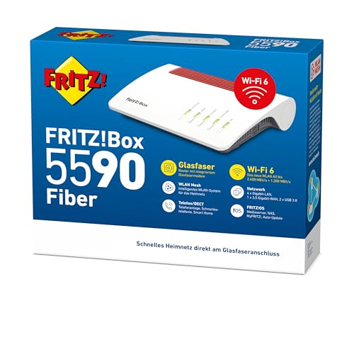 FRITZ!Box 5590 Fiber – Glasfaser-Router mit Wi-Fi 6, Mesh & 2.5-Gigabit-LANo