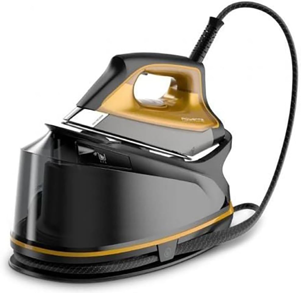 Rowenta DG7644 Compact Steam Pro Dampfbügelstation | 2200 Watt | Extra Dampfstoß: 325 g/Min. | Tankfüllmenge: 1100 ml | Schwarz/Gelb