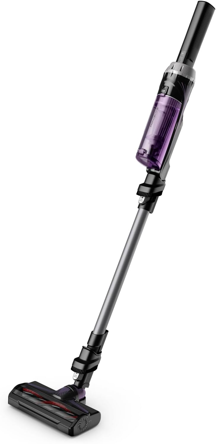 Rowenta X-Nano kabelloser Akkustaubsauger, Lithium-Ionen Batterie, Ultraleicht, 2-in-1 Stabstaubsauger & Handstaubsauger kabellos, bis zu 40 Min. Laufzeit, inkl. Zubehör, grau-lila, RH1128