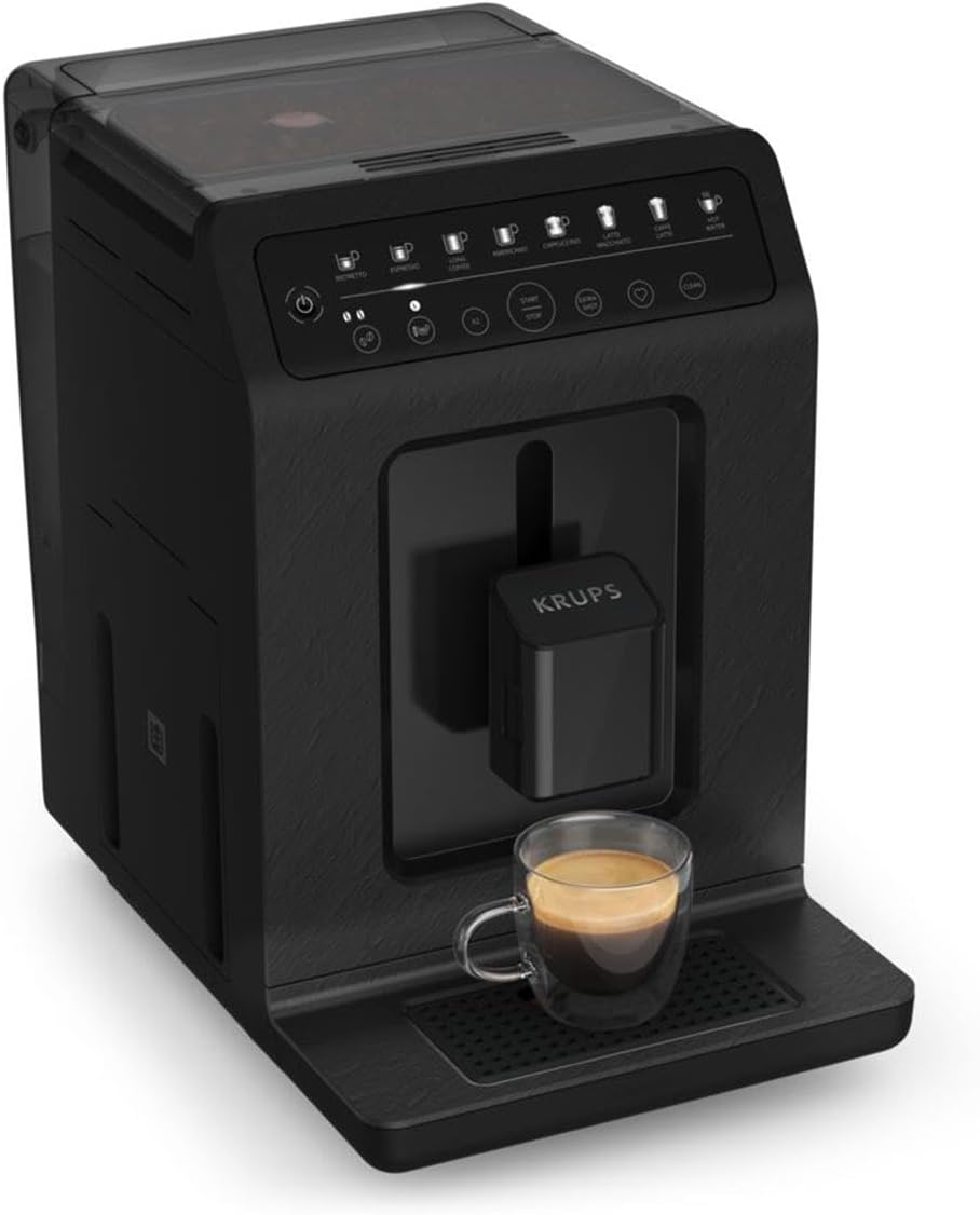 Krups EA897B Evidence ECOdesign Kaffeevollautomat, automatische Espresso & Cappuccino-Funktion, Quattro Force Technologie, One-Touch Tassen mit Milch, 8 Voreinstellungen, Milchsystem, 1450W