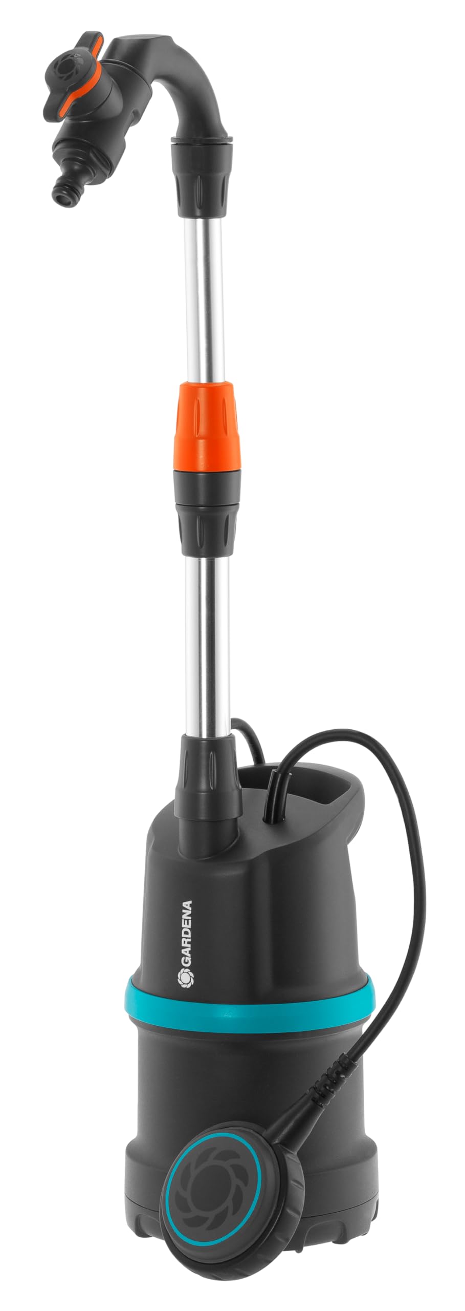 Gardena Regenfasspumpe 4700/2 inox mit Kabel: Tauchdruckpumpe mit integriertem Filter, Fördermenge 4700 l/h, rostfreies Gehäuse, Regulierventil zur Einstellung der Wassermenge (1764-20)