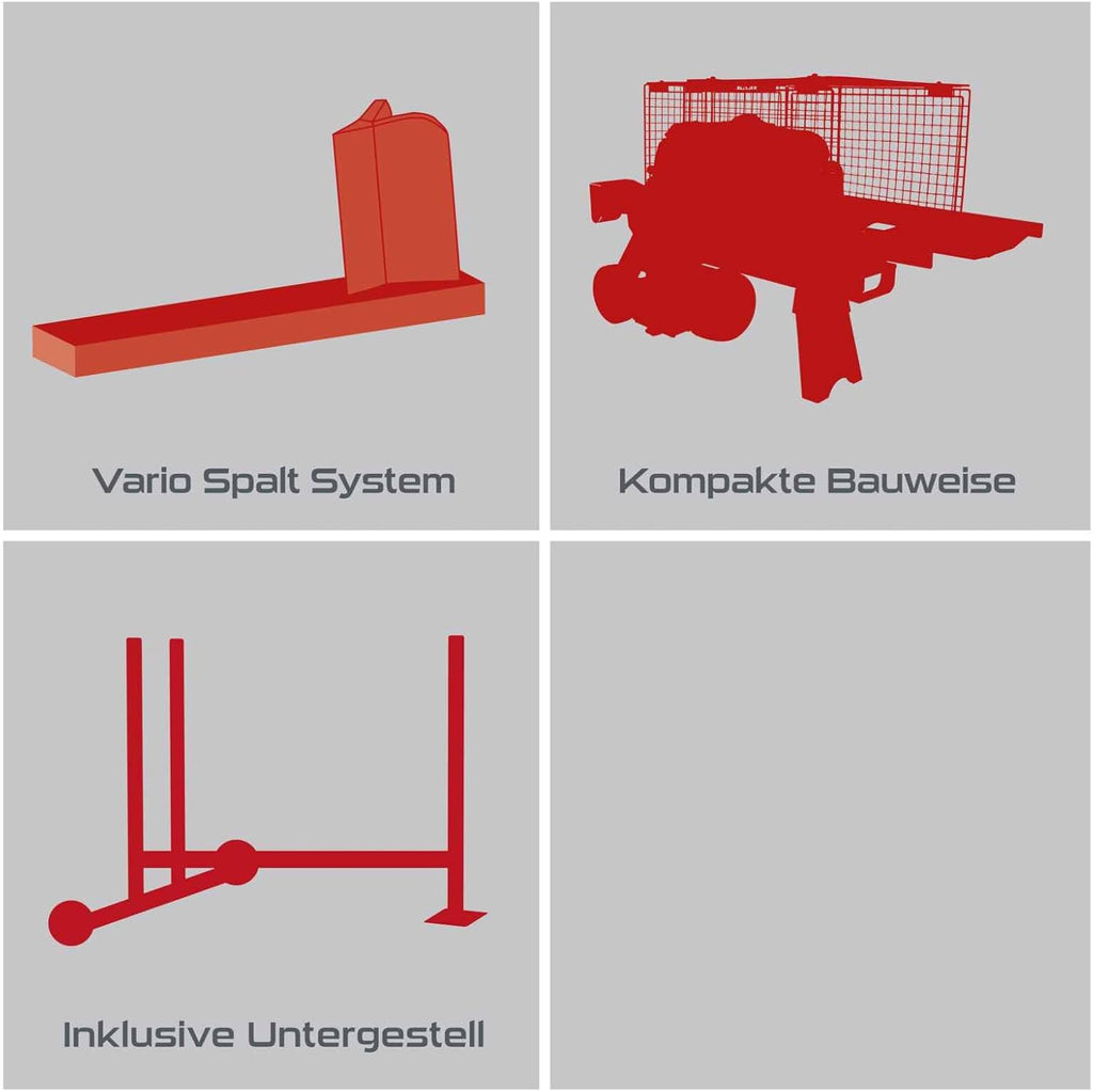 Practixx liegend Holzspalter PX-LS 7t Brennholzspalter Hydraulikspalter | 230V | 2200W Leistung | Spaltkraft 7 Tonnen | Spaltlänge 520mm / Ø250mm | inkl. Untergestell & Hydrauliköl (vorbefüllt)