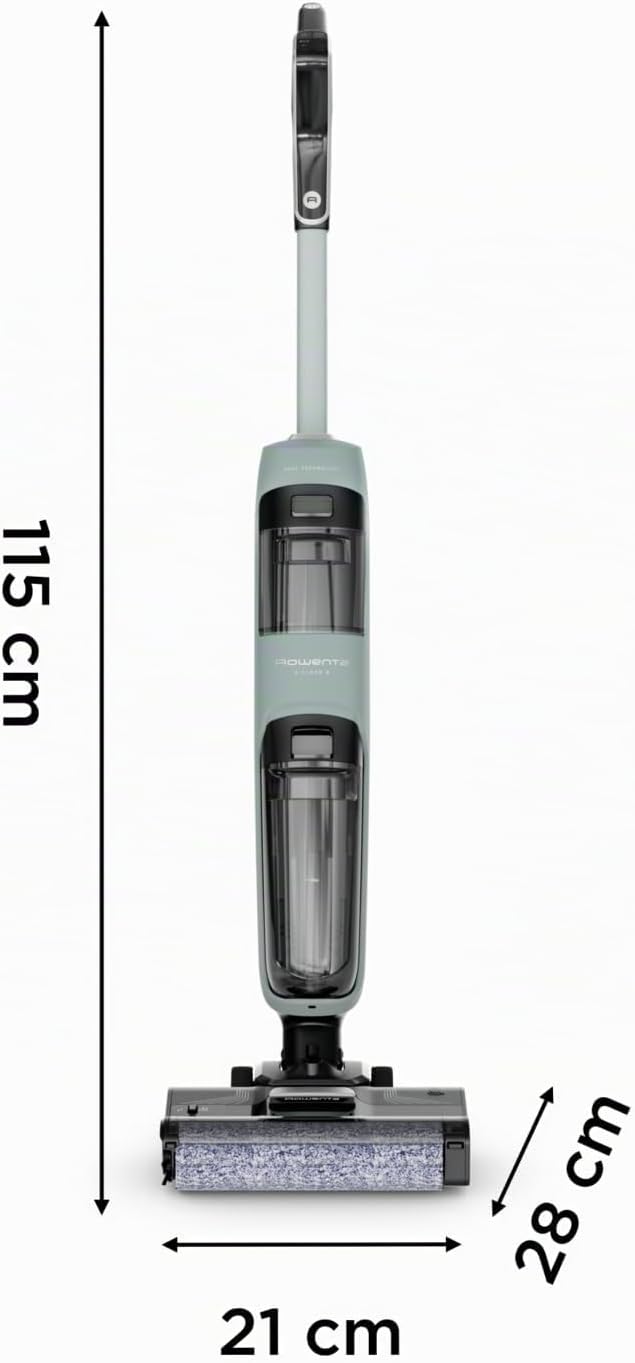 Rowenta X-Clean 2, 2-in-1 Nass-Trockensauger, ECO-/MAX-Modi für makellose Ergebnisse, 1,1 kg leicht, selbstfahrende Walze, Kantenreinigung, 90 Sek. Selbstreinigungszyklus, Eucalyptus, GZ2262E0
