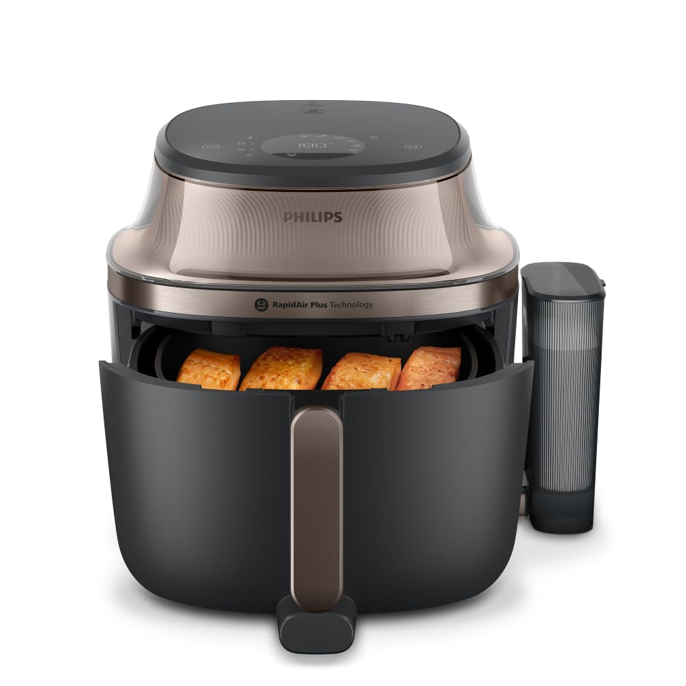 Philips Airfryer 1000 Series Hot Air Fryer, Black, 7.1 L | Flexible basket, RapidAir technology, touch screen, 10 cooking functions, HomeID app (NA154/00)