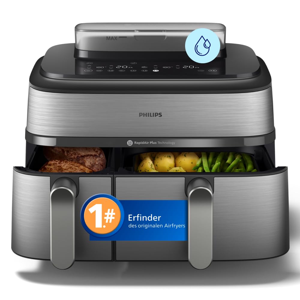 Philips Airfryer 1000 Series Hot Air Fryer, Black, 7.1 L | Flexible basket, RapidAir technology, touch screen, 10 cooking functions, HomeID app (NA154/00)