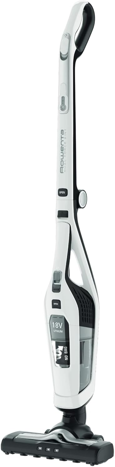 Rowenta RH6737 Dual Force 2-in-1 kabelloser Akku-Stabstaubsauger, integrierter Handstaubsauger, klappbarer Griff, sehr leicht – nur 2,5 kg, LED-Beleuchtung, Weiß, 45 min