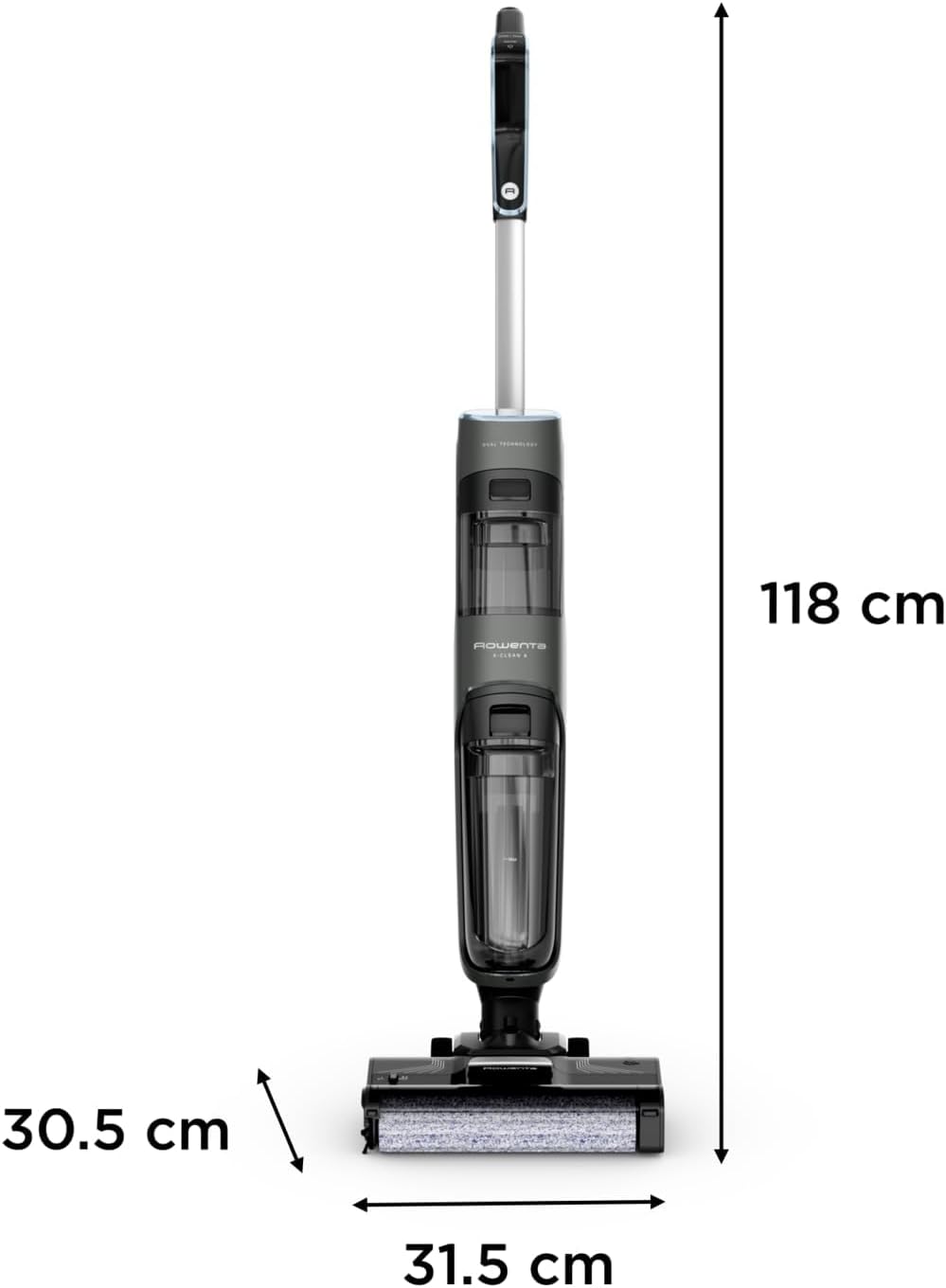 Rowenta X-Clean 4 kabelloser Nass- und Trockenstaubsauger, 2-in-1 Reinigung, 50 Min. Leistung, intelligente Schmutzerkennung, Selbstreinigungssystem, Dunkelgrau, GZ5037WO