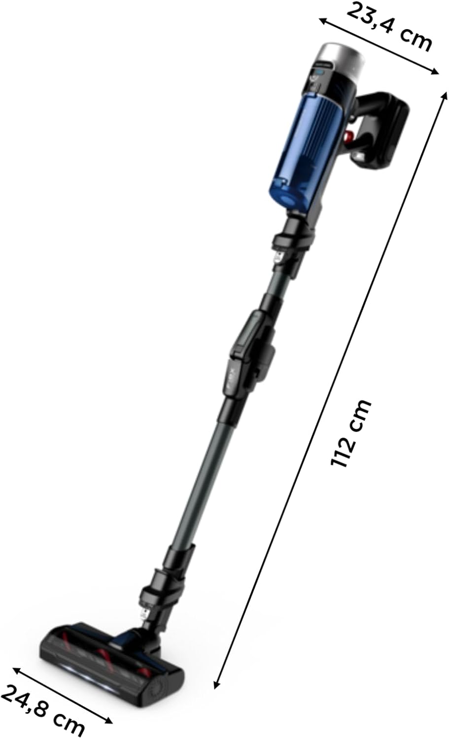 Rowenta X-Force Flex 9.60 Allergy Aqua kabelloser Akku-Stabstaubsauger, 100 Air Watt, herausnehmbarer Akku, Staubsauger kabellos bis zu 45 Min. Laufzeit, kompakt, Flex-Gelenk, blau-schwarz, RH20C2