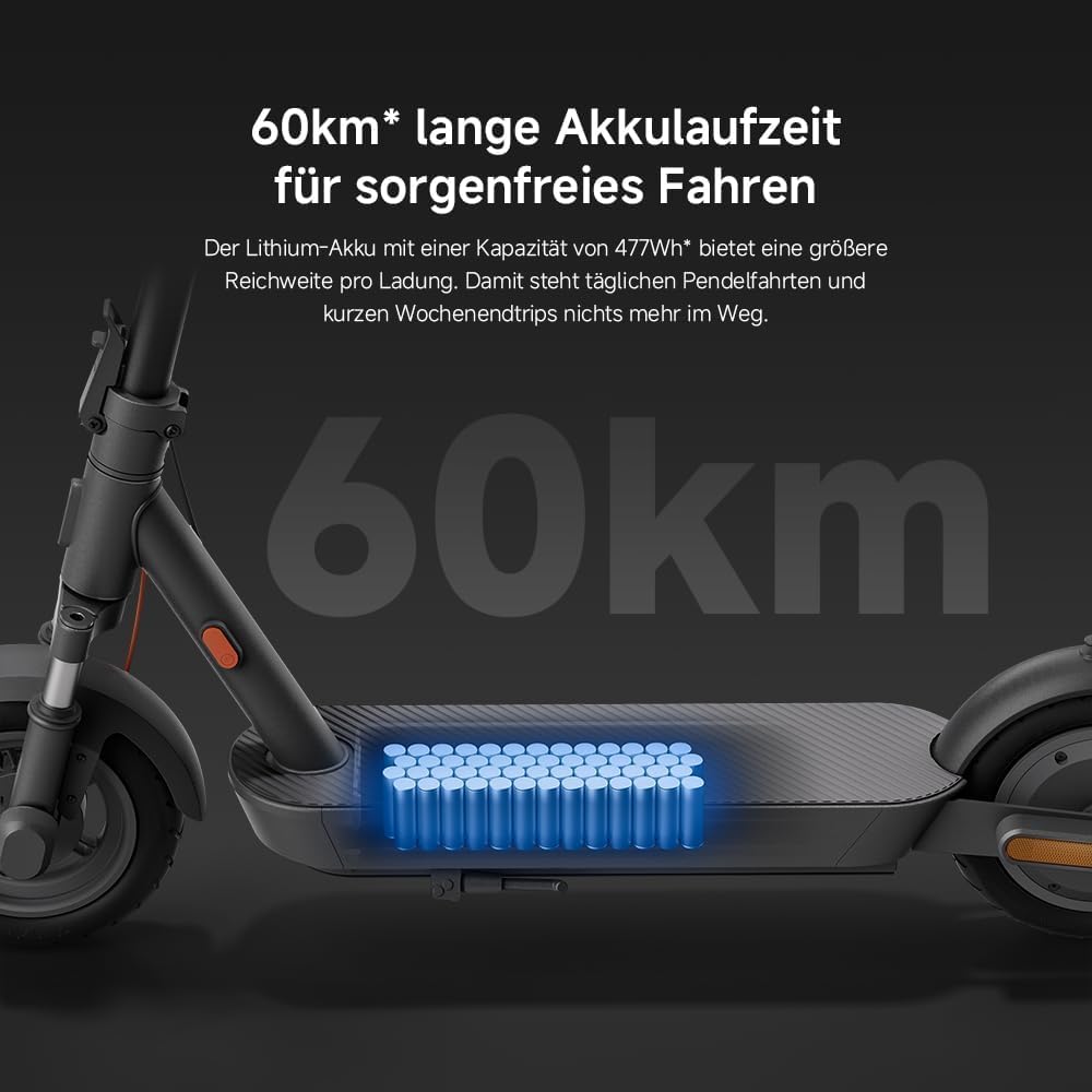 Xiaomi Electric Scooter 5 E-Scooter mit ABE, bis zu 60 km Reichweite, 350 W Motor, 10 Zoll Luftreifen, Vorderradfederung, LED-Display, Blinker, Anthrazit** (Copy)