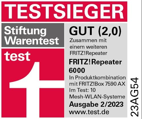 FRITZ!Repeater 6000 – Wi-Fi 6 Tri-Band Repeater mit bis zu 6.000 MBit/s & 2.5-LANo