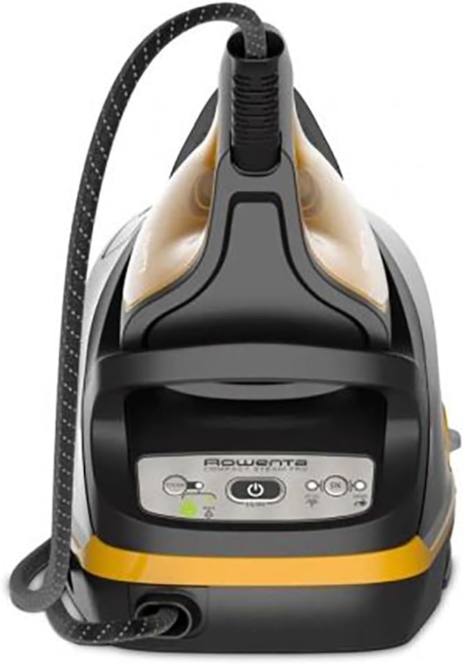 Rowenta DG7644 Compact Steam Pro Dampfbügelstation | 2200 Watt | Extra Dampfstoß: 325 g/Min. | Tankfüllmenge: 1100 ml | Schwarz/Gelb