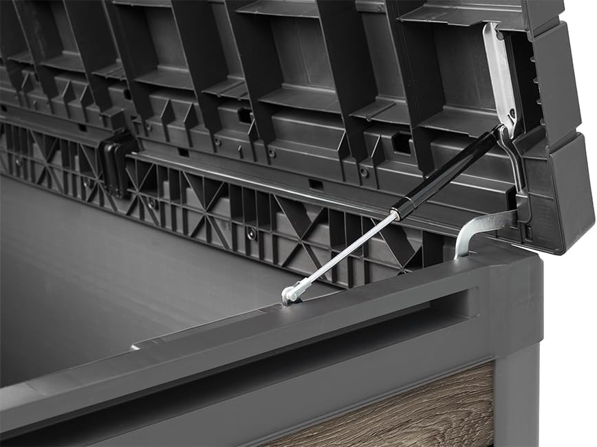 Keter Signature XXL Gartenbox 757L - Wetterbeständige Aufbewahrungsbox mit Gasdruckfedern - Kunststoff in Walnuss-Optik - 151x72x90 cm