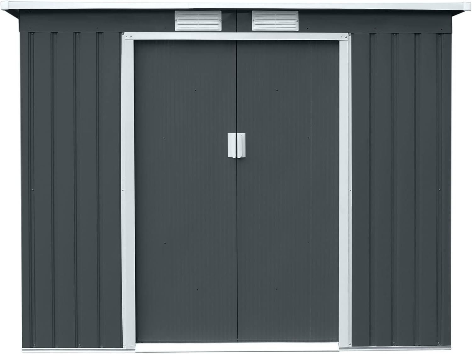 HATTORO P100 Gartenhaus mit Pultdach, Geräteschuppen 213x130x173cm, Gerätehaus mit 2 Schiebetüren, Belüftungsgitter & Metall-Rahmen, Modernes Grau/Anthrazit, Verzinkter Stahl