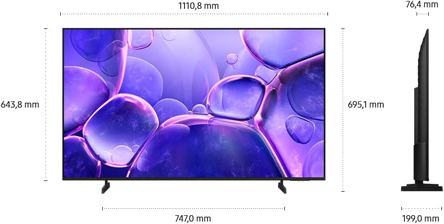 Samsung Crystal UHD U8079F 4K 50 Zoll (125 cm) LED Fernseher, Crystal Prozessor 4K, MetalStream Design, SmartThings, AI Upscaling, Gaming Hub, Knox Security, Kostenlose Inhalte, Smart TV
