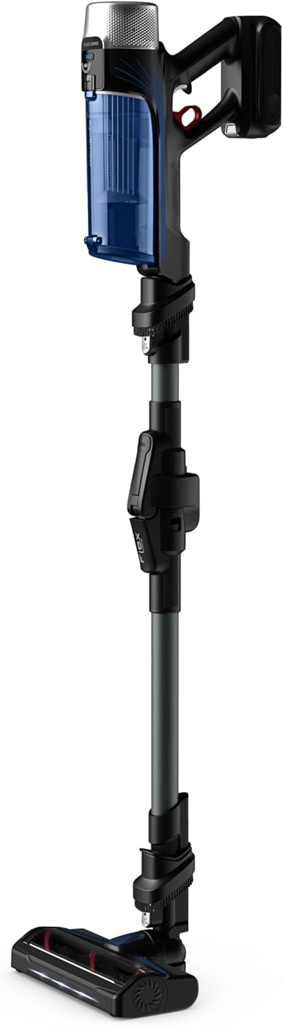 Rowenta X-Force Flex 9.60 Allergy Aqua kabelloser Akku-Stabstaubsauger, 100 Air Watt, herausnehmbarer Akku, Staubsauger kabellos bis zu 45 Min. Laufzeit, kompakt, Flex-Gelenk, blau-schwarz, RH20C2