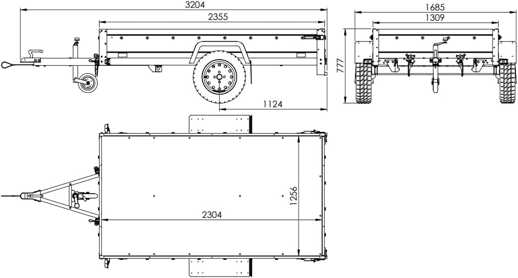 UNITRAILER Garden Trailer 230 Kipp PKW-Anhänger, 750 kg, Plane 110 cm, Stützrad, Hochspriegel