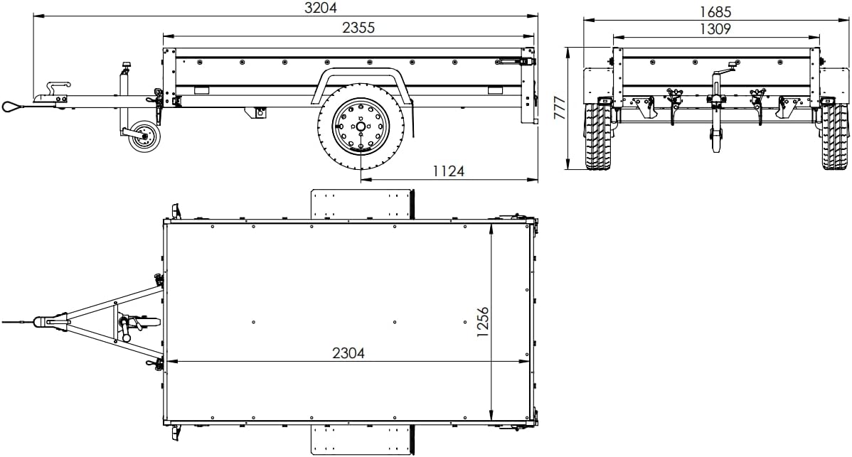 UNITRAILER Garden Trailer 230 Kipp PKW-Anhänger, 750 kg, Plane 110 cm, Stützrad, Hochspriegel