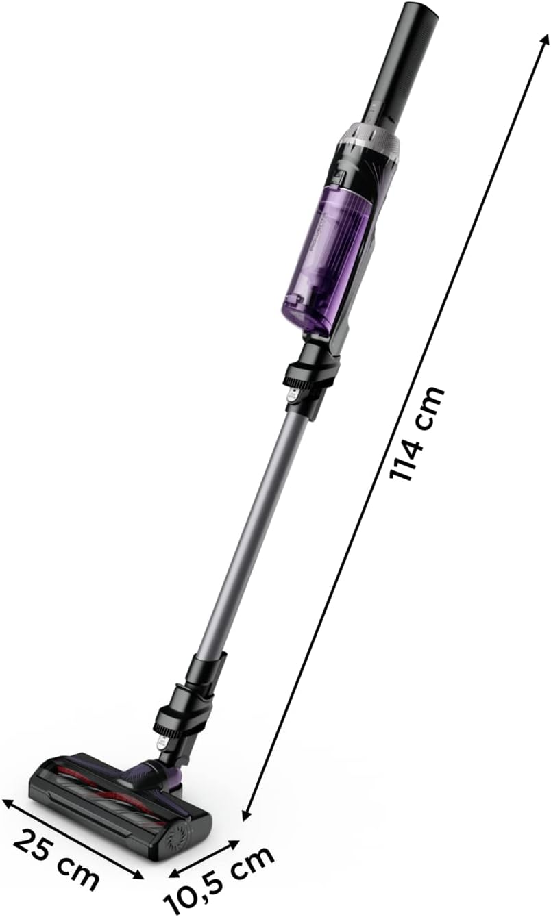 Rowenta X-Nano kabelloser Akkustaubsauger, Lithium-Ionen Batterie, Ultraleicht, 2-in-1 Stabstaubsauger & Handstaubsauger kabellos, bis zu 40 Min. Laufzeit, inkl. Zubehör, grau-lila, RH1128