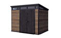 Keter Signature Gartenhaus 9x7 Gerätehaus 279x218x226 cm Kunststoff Walnuss mit Pultdach und Bodenplatte wetterfest UV-beständig