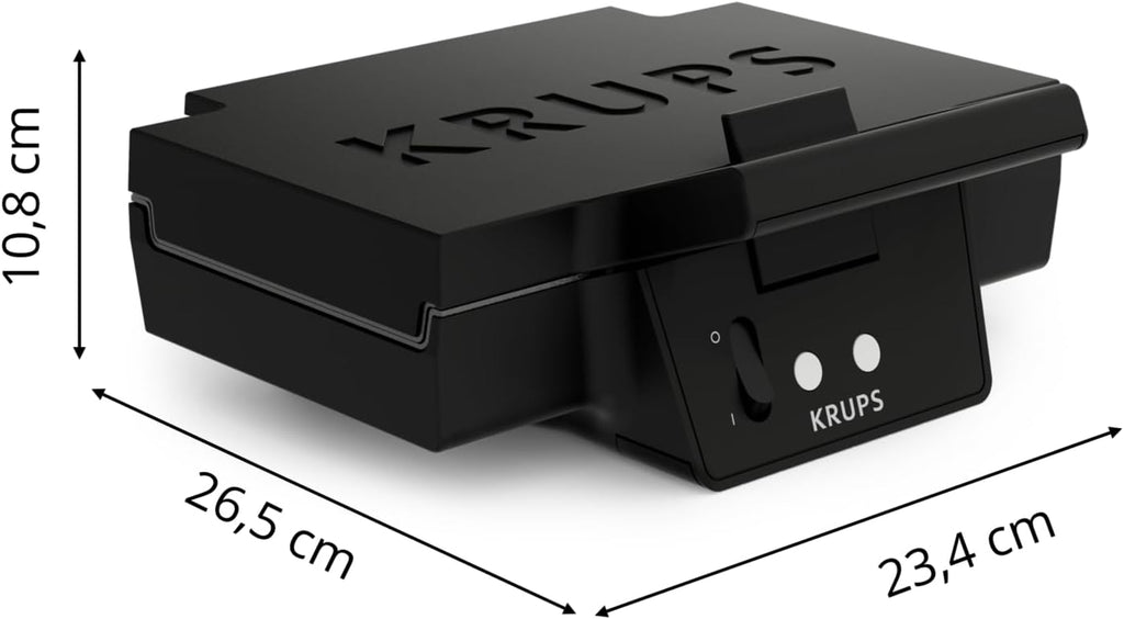 KRUPS FDK461 Sandwichmaker – Dreiecks-Sandwichtoasts, Keramik-Antihaftplatten, 850W, extra tiefe Form für leckere Gourmet-Sandwiches, schnelles Erhitzen, platzsparend, Standard, schwarz