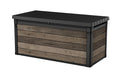 Keter Signature Aufbewahrungsbox 870L Walnuss - Gartenbox mit Holzoptik & Sitzfunktion - Wetterfeste Kissenbox mit Gasdruckfedern