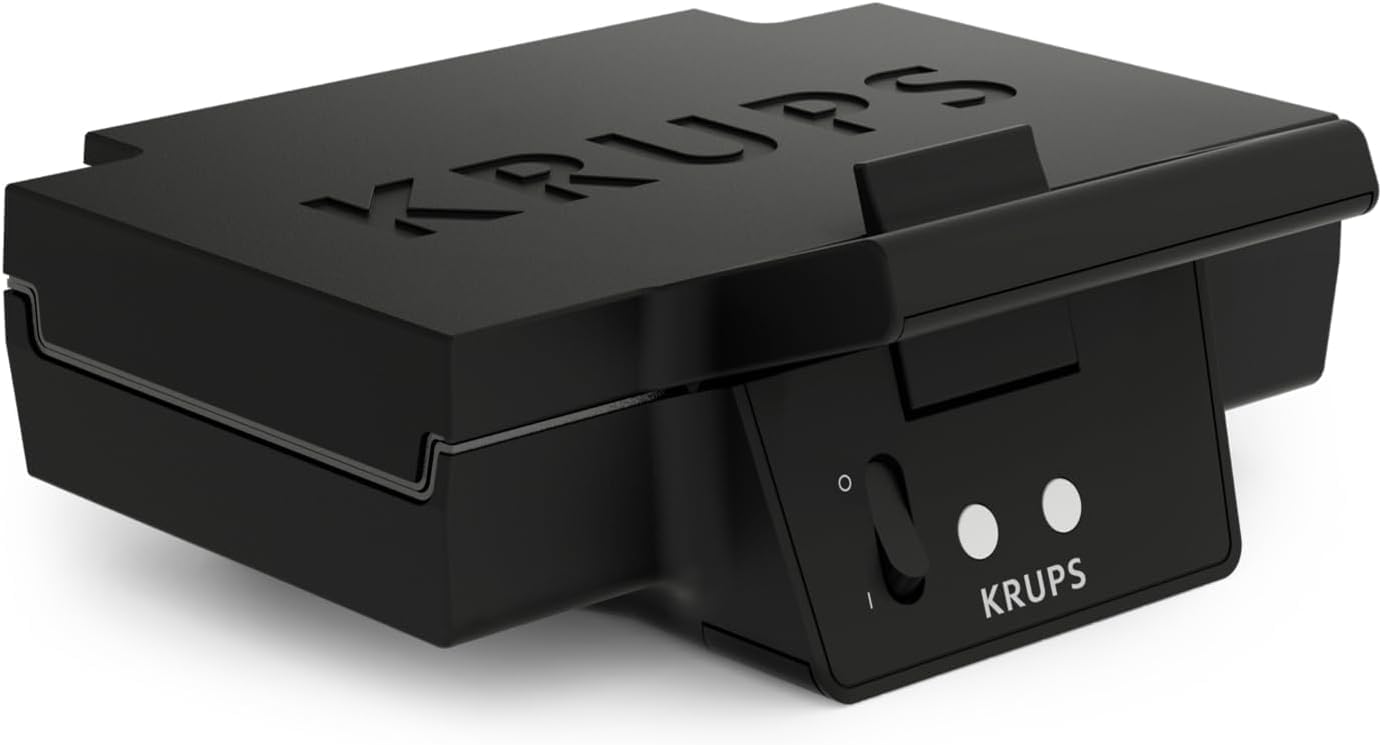 Krups Sandwichmaker, für perfekt zubereitete Sandwichtoasts in Dreiecksform, antihaftbeschichtete Platten, leichte Reinigung, kein Anbrennen, Temperaturkontrollleuchte, 850 W, 31,6x15,5x29,5cm, FDK451