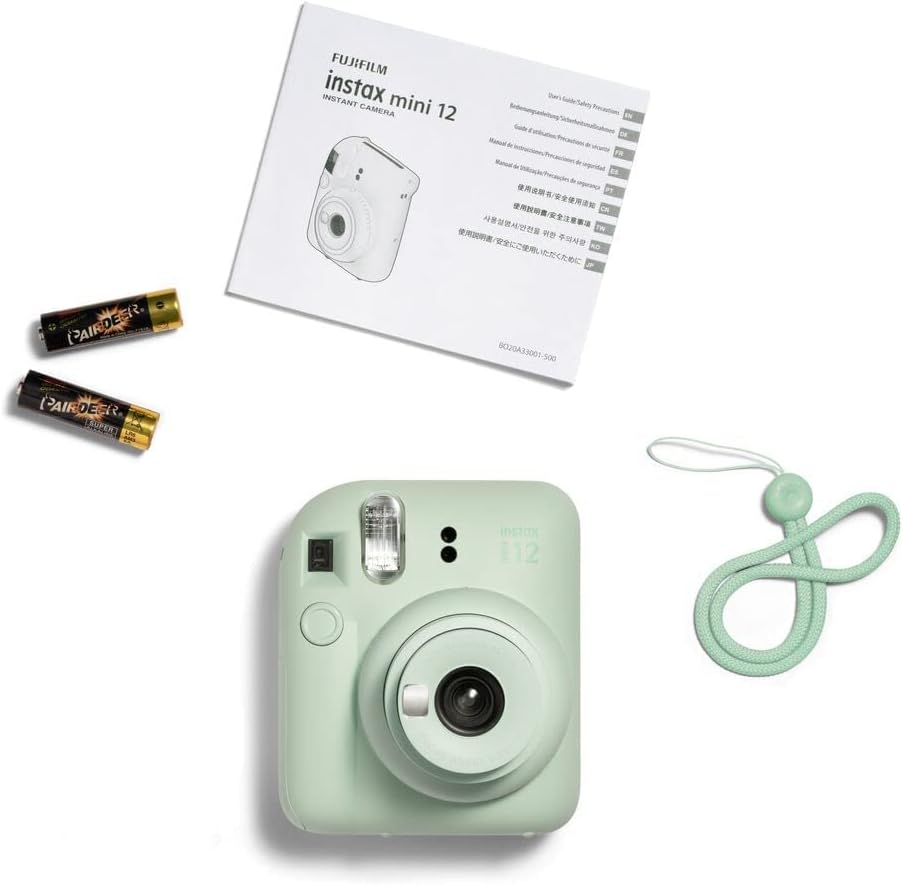 Instax Mini 12 Sofortbildkamera – Automatische Belichtung, Selfie-Spiegel, Nahaufnahme, Mint Grün