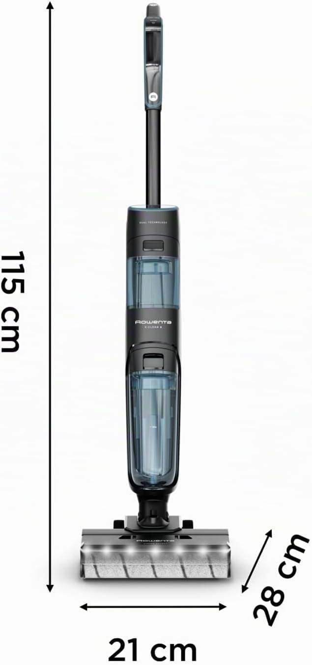 Rowenta X-Clean 5 kabelloser Akku-Nass-Trockensauger, selbstreinigend, nur 1,1 kg in der Hand, Sprachassistenz, LED-Anzeige, 170 Watt, 50 Min. Laufzeit, Schwarz/Blau, GZ5555EE