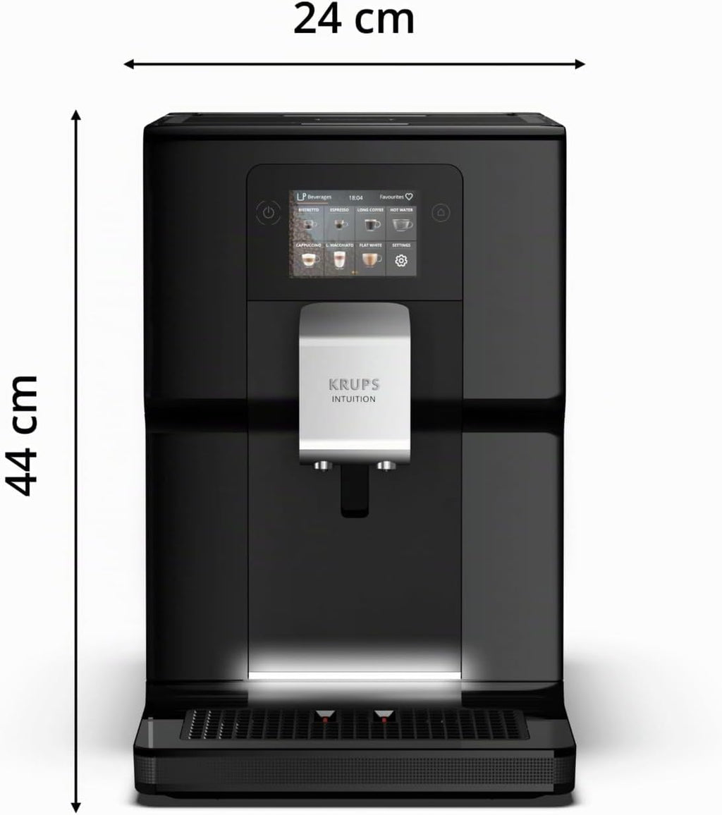 Krups Intuition Preference Kaffeevollautomat mit Smartphone-ähnlicher Bedienung, 3.5" Farb-Touchscreen, Smart Slide Technology, intuitives Lichtsystem, 11 Getränke, Milchbehälter, EA873810