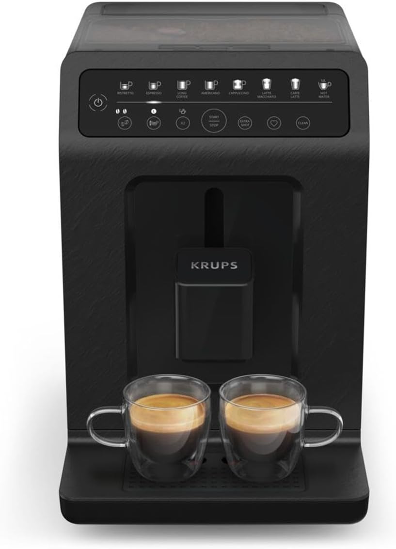 Krups EA897B Evidence ECOdesign Kaffeevollautomat, automatische Espresso & Cappuccino-Funktion, Quattro Force Technologie, One-Touch Tassen mit Milch, 8 Voreinstellungen, Milchsystem, 1450W