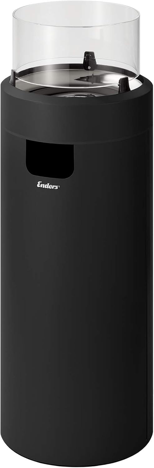 Enders Terrassenfeuer NOVA LED L BLACK, Gas Terrassenfeuer mit Ambientebeleuchtungen, ECO GREEN Brenner-Technologie und exzellentem Design, H102cm Ø 62cm, Schwarz #5601