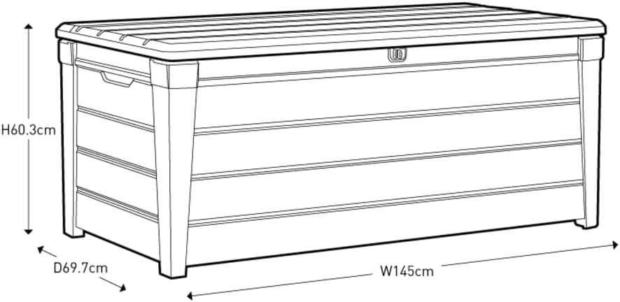 Keter Brightwood Gartenbox 455L - Aufbewahrungsbox mit Sitzfunktion für 2 Personen - Wetterbeständige Terrassenbox in Holzoptik Grau