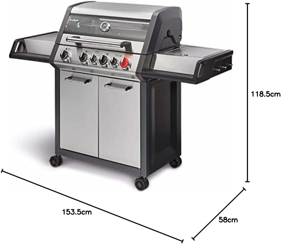 Enders Monroe Pro 4 SIK Turbo 8378 Gasgrill, 4 Brenner, 3182 cm², 800°C Turbo Zone, Silber