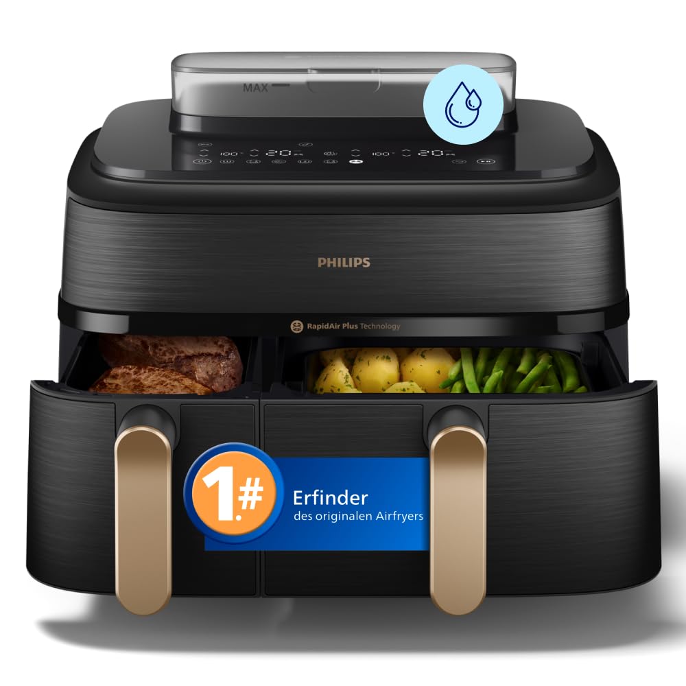 Philips Airfryer 1000 Series Hot Air Fryer, Black, 7.1 L | Flexible basket, RapidAir technology, touch screen, 10 cooking functions, HomeID app (NA154/00)