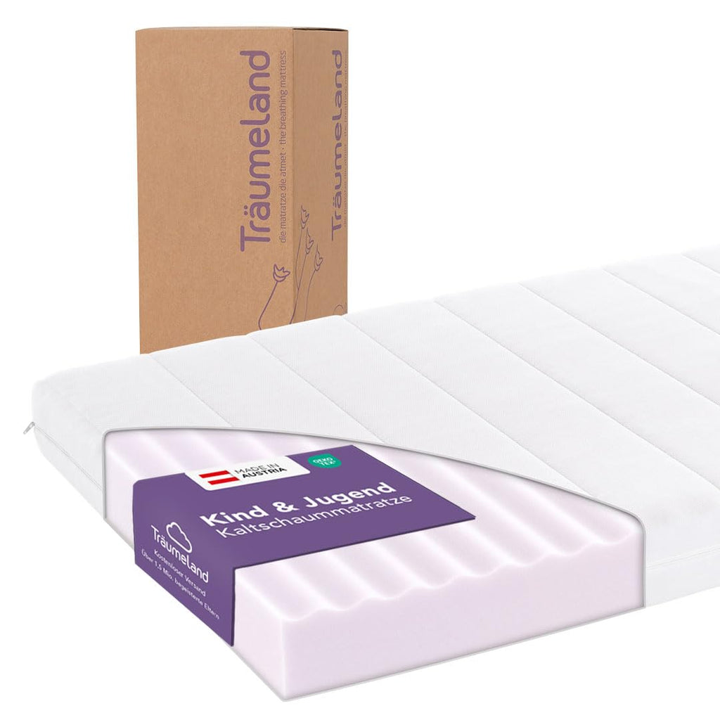 Träumeland Kindermatratze 90x200 cm | Duo Sleep Basic Jugendmatratze - Optimale Härtegrad H1/H2- Oeko-TEX Zertifiziert & allergikerfreundlich Dank waschbarem Bezug (90 x 200 x 12 cm hoch)
