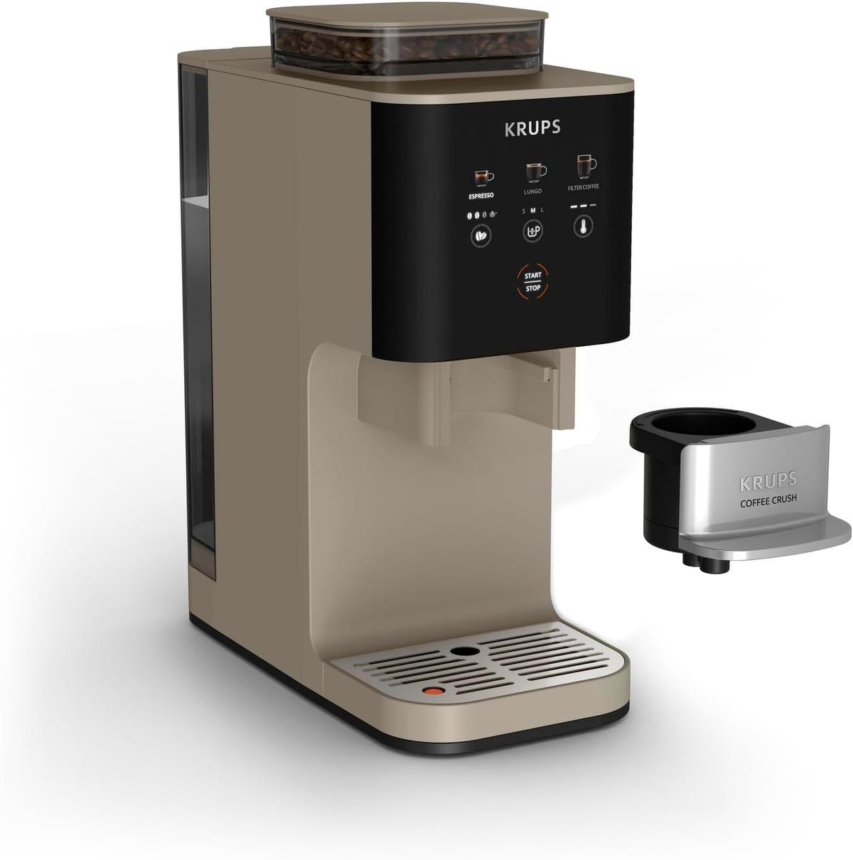 KRUPS Coffee Crush Extra Kaffeevollautomat, nur 15 cm breit, Beige