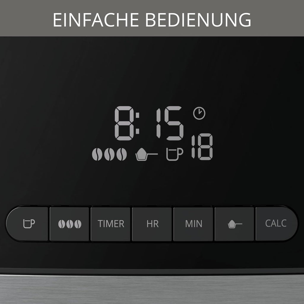 Krups KM8328 Grind Aroma Kaffeemaschine mit Mahlwerk | 24-Stunden-Timer | 180 g Bohnenbehälter | 1,25 L Fassungsvermögen für bis zu 15 Tassen Kaffee | Auto-Off-Funktion | 3 Mahlgrade | Schwarz