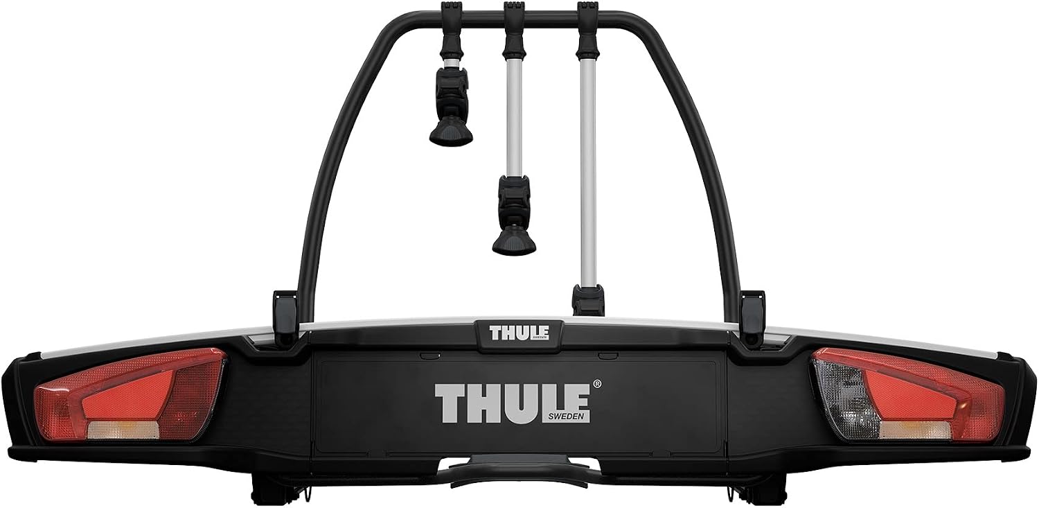 Thule VeloSpace XT Fahrradträger, Fahrradträger Anhängerkupplung Black/Aluminum, 3(4) Bikes