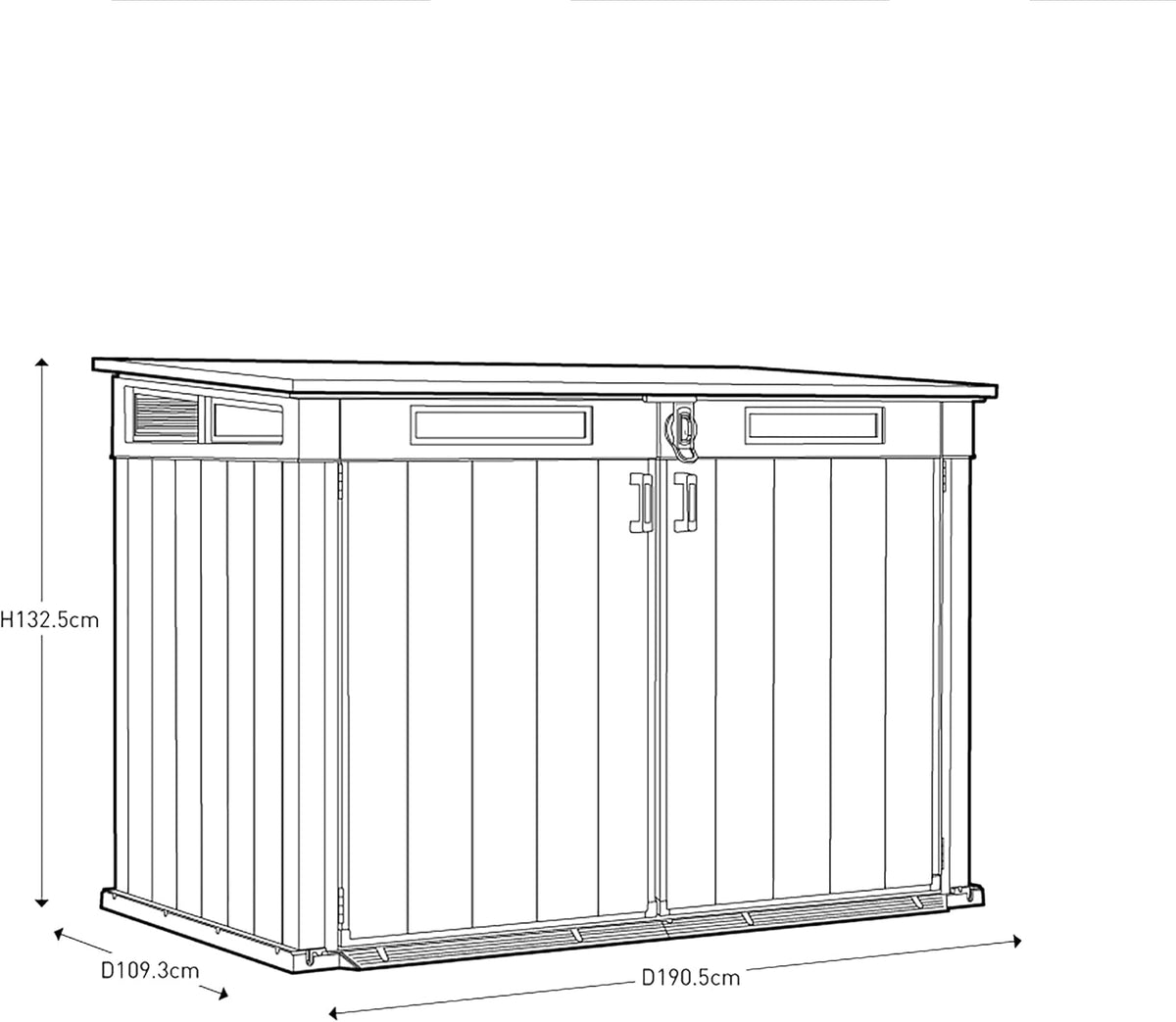 Keter Grande Store Gerätehaus, 2020 Liters, Grau/Braun, 190,5 x 109,3 x 132,5 cm