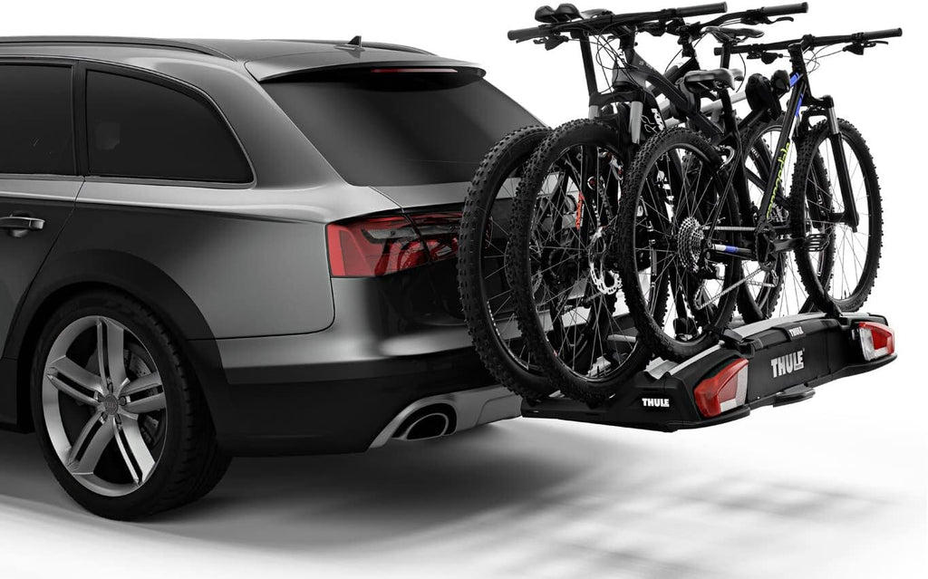 Thule VeloSpace XT Fahrradträger, Fahrradträger Anhängerkupplung Black/Aluminum, 3(4) Bikes